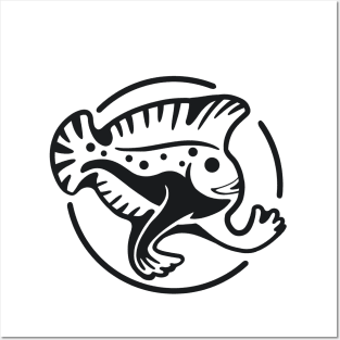 Walking Fish dark ink. Minimal, dorky design for evolving people Posters and Art